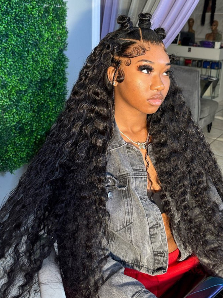 Dorsanee 360 Full Lace Frontal Bohemian Crimped Deep Wave Human Hair Wigs