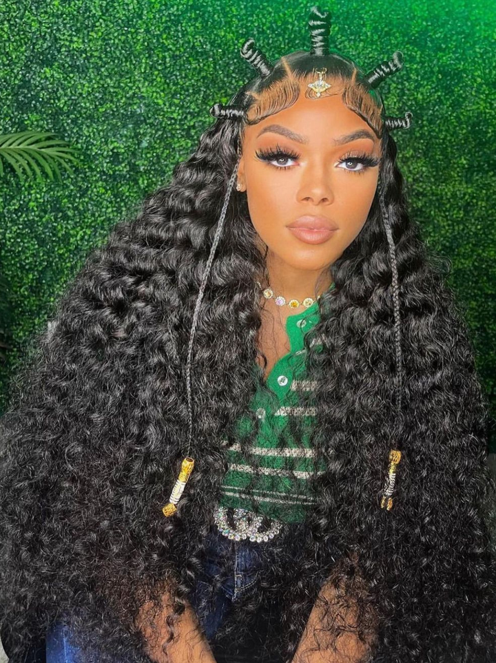 Dorsanee 360 Full Lace Frontal Bohemian Crimped Deep Wave Human Hair Wigs