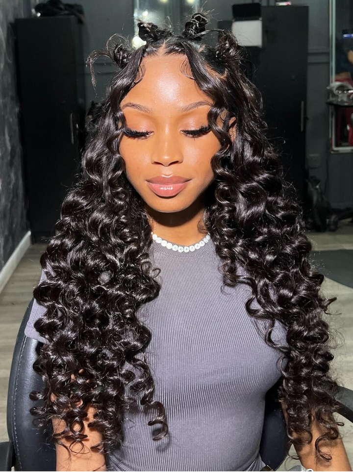 Dorsanee 360 Ventilated Lace Frontal Loose Deep Wave Wand Curls Virgin Human Hair Wigs