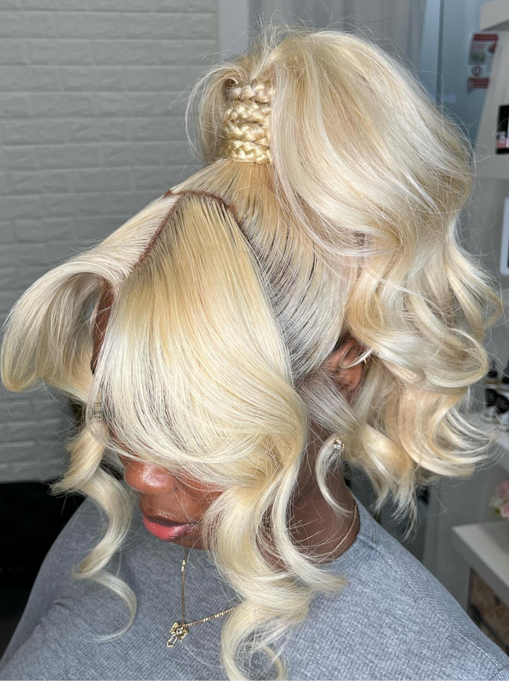 Dorsanee Full Lace Front 613 Blonde Straight Body Wave Human Hair Wigs