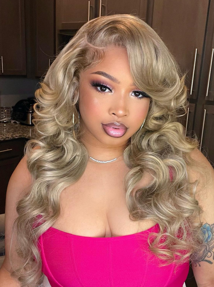 Dorsanee Ash Blonde 200 Density 13x4 Lace Front Body Wave Virgin Human Hair Wigs