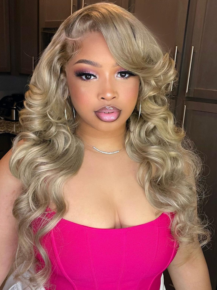 Dorsanee Ash Blonde 200 Density 13x4 Lace Front Body Wave Virgin Human Hair Wigs