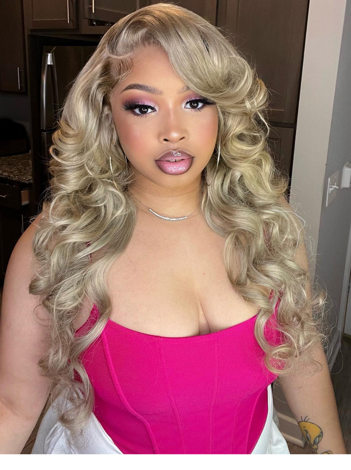 Dorsanee Ash Blonde 200 Density 13x4 Lace Front Body Wave Virgin Human Hair Wigs