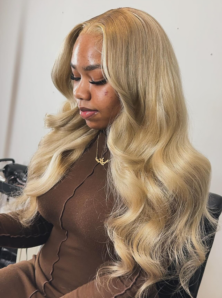 Dorsanee Dirty Ash Blonde Body Wave 13x4 Lace Front Closure Human Hair Wigs