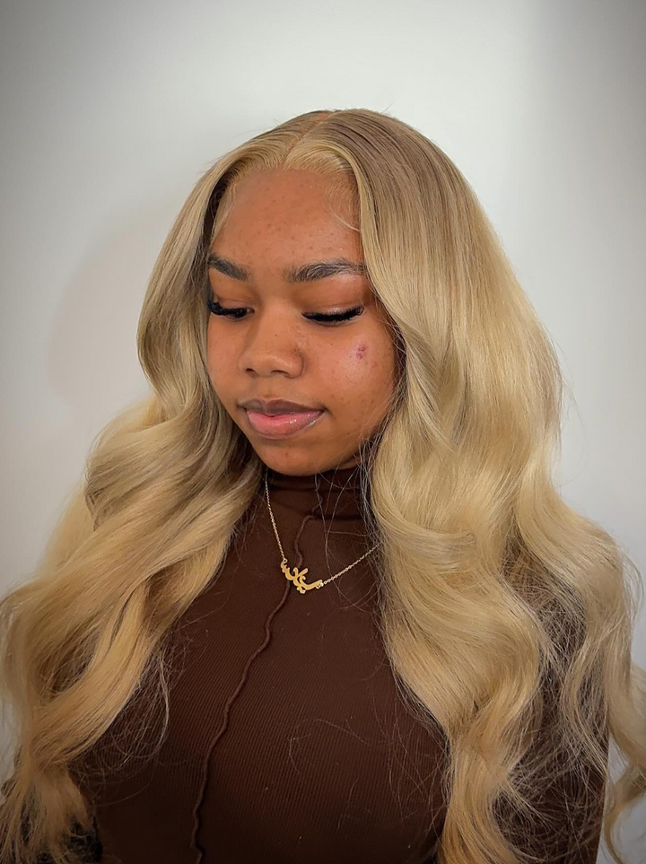 Dorsanee Dirty Ash Blonde Body Wave 13x4 Lace Front Closure Human Hair Wigs