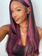 Dorsanee Black Mix Purple Highlights 13x4 Transparent Lace Front Straight Human Hair Wigs