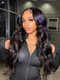 Dorsanee Black Wig With Lavender Purple Streaks 200 Density 13x4 Lace Front Body Wave Human Hair Wigs