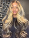 Dorsanee Black With Blonde Highlight Streaks 13x4 Lace Front Virgin Human Hair Wigs