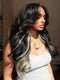 Dorsanee Black With Brown Highlight Streak 13x4 Lace Front Virgin Human Hair Wig