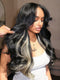 Dorsanee Black With Brown Highlight Streak 13x4 Lace Front Virgin Human Hair Wig