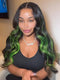 Dorsanee Black With Green Highlight Streaks 13x4 Lace Front Human Hair Wigs