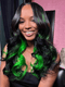 Dorsanee Black With Green Highlight Streaks Lace Front Human Hair Wigs