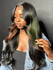 Dorsanee Black With Green Red Highlight 13x4 Lace Front Virgin Human Hair Wigs