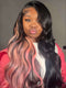 Dorsanee Black With Pink Streaks 200 250 Density 13x4 Lace Front Human Hair Wigs