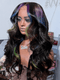 Dorsanee Black With Purple Blue Green Skunk Stripe HD Lace Front Human Hair Wig
