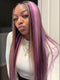 Dorsanee Black With Purple Lavender Highlights Dark Root 13x4 Lace Front Human Hair Wigs