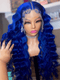 Dorsanee Blue Deep Wave Curly 13x4 Lace Front Virgin Human Hair Wigs