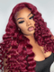 Dorsanee Burgundy Loose Deep Wave Wand Curls 13x4 Lace Front Virgin Human Hair Wigs
