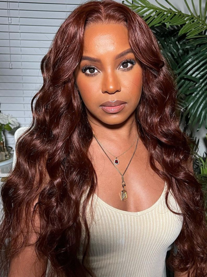 Dorsanee Dark Chestnut Chocolate Brown 13x4 Lace Front Body Wave Human Hair Wig
