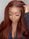 Color #33 Dark Auburn Silky Straight Lace Front Wig Pre-Plucked Human Hair Wigs