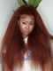 Dorsanee 250 Density Chocolate Reddish Brown Yaki Kinky Straight 13x4 Lace Front Human Hair Wigs