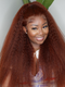 Dorsanee 250 Density Chocolate Reddish Brown Yaki Kinky Straight 13x4 Lace Front Human Hair Wigs