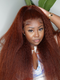 Dorsanee 250 Density Chocolate Reddish Brown Yaki Kinky Straight 13x4 Lace Front Human Hair Wigs