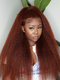 Dorsanee 250 Density Chocolate Reddish Brown Yaki Kinky Straight 13x4 Lace Front Human Hair Wigs