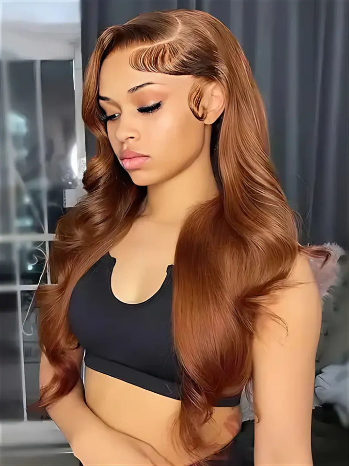 Dorsanee Cinnamon Chocolate Brown Colored Hair 13x4/5x5 HD Lace Front Body Wave Human Hair Wigs