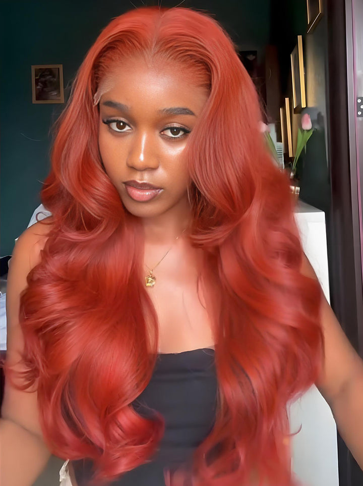 Dorsanee Copper Red Ginger 13x4 Transparent Lace Front Human Hair Wig