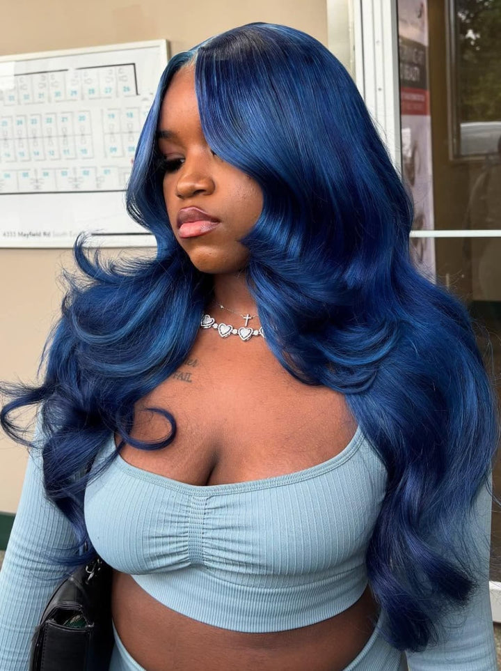 Dorsanee Dark Blue Body Wave 13x4 HD Lace Front Virgin Human Hair Wigs