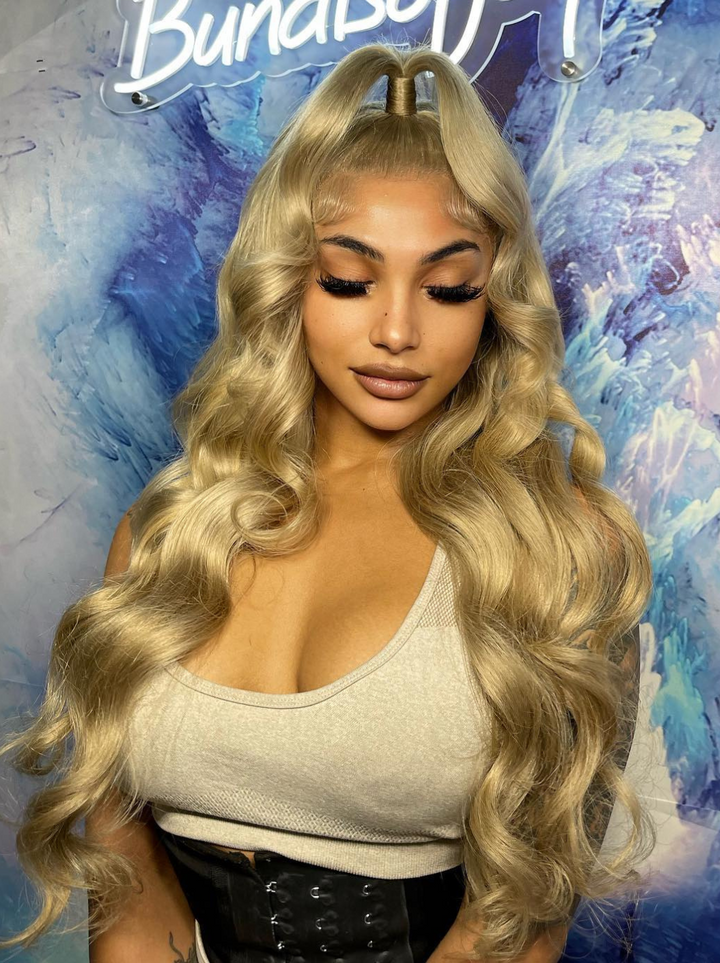 Dorsanee Dark Golden Blonde 13x4 Lace Front Body Wave Human Hair Wigs 200 Density