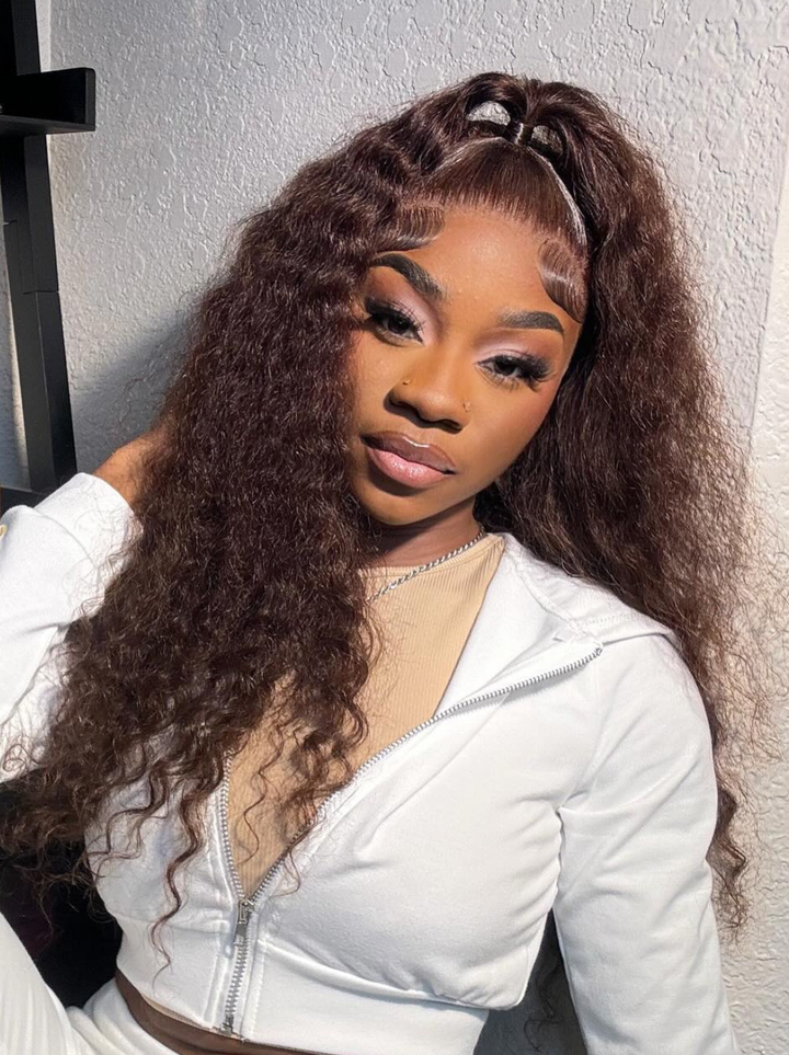 Dorsanee Bye Bye Knots Reddish Brown Glueless Jerry Curly / Kinky Curly Put On and Go Wig