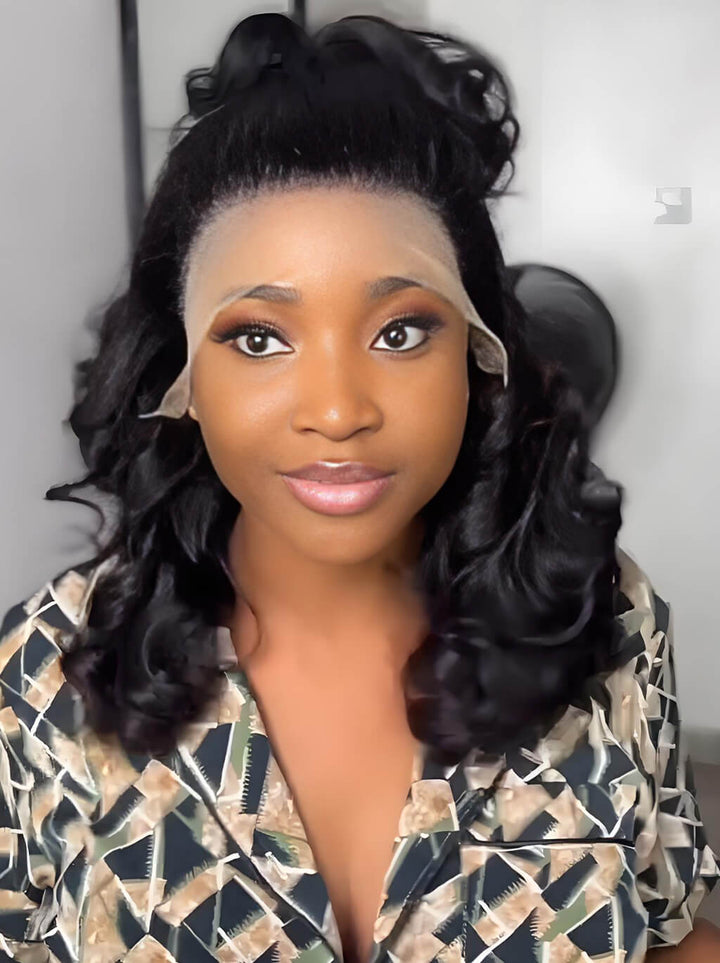 Dorsanee Elegant Short Bob Bouncy Loose Body Wave 13x4 Lace Front Human Hair Wigs