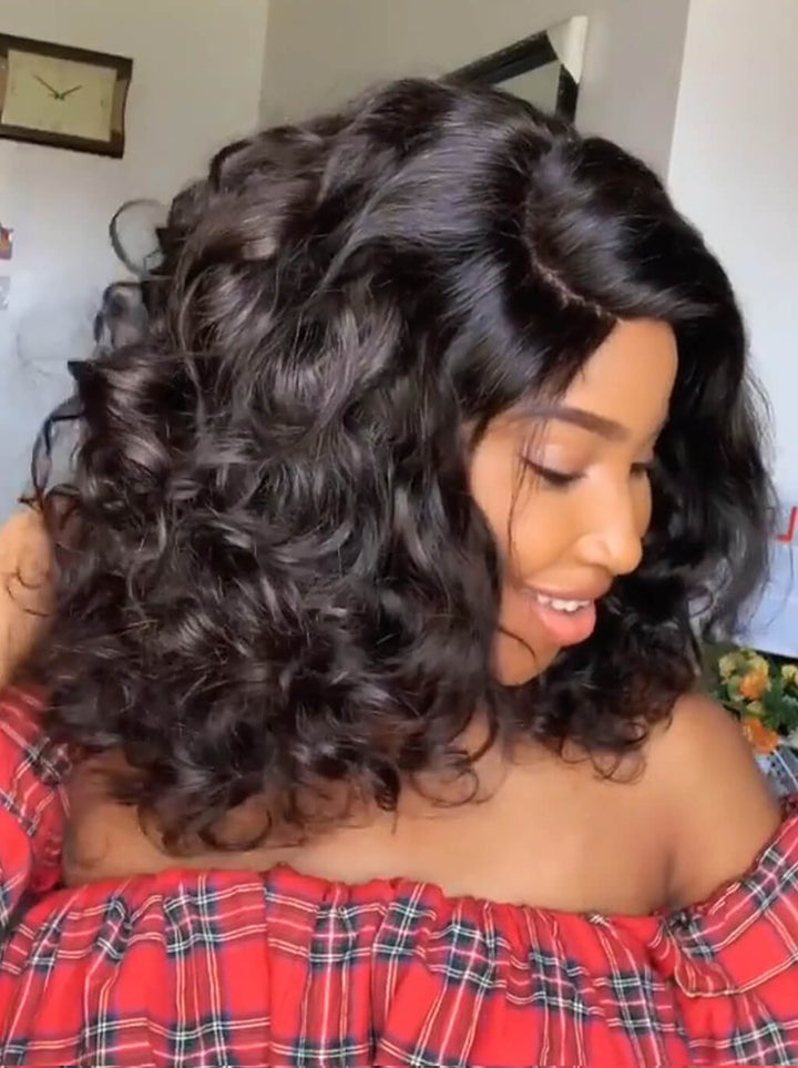 Dorsanee Elegant Shoulder Length Bob Loose Body Wave 13x4 Lace Front Human Hair Wigs
