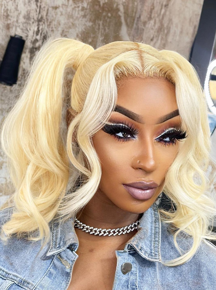 Dorsanee Full Lace Front 613 Blonde Straight Body Wave Human Hair Wigs