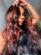 Dorsanee Ginger Orange on Black Highlight 13x4 HD Lace Front Body Wave Human Hair Wigs