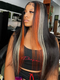 Dorsanee Ginger Orange Gray Streaks Highlights 13X4 Lace Front Straight Human Hair Weave Wig