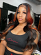 Dorsanee Ginger Orange Gray Streaks Highlights 13X4 Lace Front Straight Human Hair Weave Wig