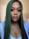 Dorsanee Black and Green Highlight Streaks 13x4 HD Lace Front Straight Human Hair Weave Wigs