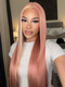 Dorsanee Highlights Blonde & Pink Skunk Stripe Colored Body Wave 13x4 Lace Frontal Wig