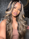 Dorsanee Honey Blonde Brown Highlight 13x4 Lace Front Body Wave Human Hair Wigs