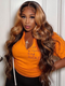 Dorsanee 250 Density Honey Blonde Brown Highlight Body Wave 13x4 Lace Front Human Hair Wigs
