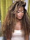 Dorsanee Honey Blonde Brown Highlights Tight Spiral Curls 13x4 Lace Front Virgin Human Hair Wigs