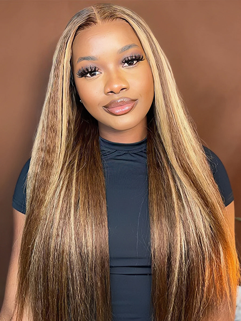 Dorsanee Honey Blonde Highlight 13x4 Lace Front Kinky Straight Human Hair Wig