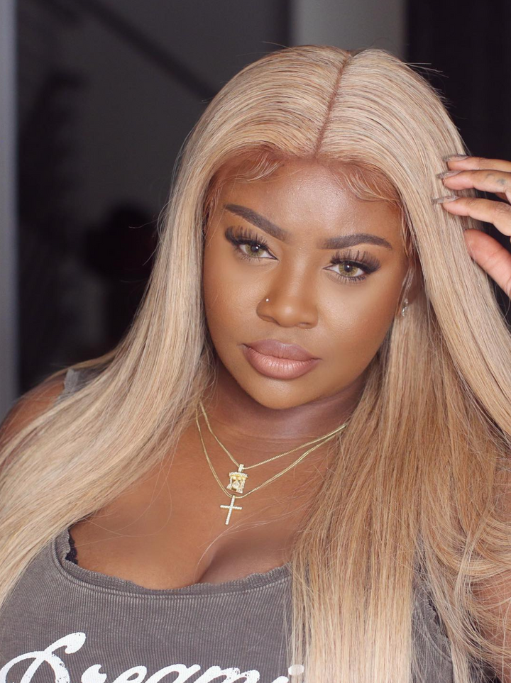 Dorsanee Light Platinum Strawberry Blonde 13X4 Lace Front Straight Human Hair Weave Wigs