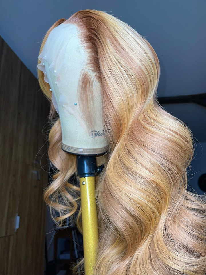 Dorsanee Honey Blonde Tea Light Brown Body Wave 13x4 Lace Front Human Hair Wigs