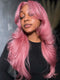Dorsanee Hot Pink Curtain Bangs 13x4 Transparent Lace Front Human Hair Wig