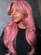 Dorsanee Hot Pink Curtain Bangs 13x4 Transparent Lace Front Human Hair Wig