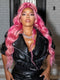 Dorsanee Hot Pink Wavy 13x4 Lace Front Virgin Human Hair Wigs 200 Density